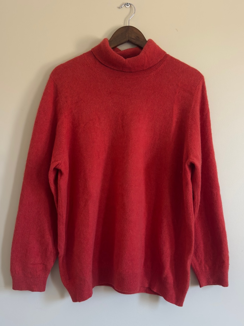 Lands’ End 100% Cashmere Vintage Turtleneck Knit Sweater in Burnt Orange